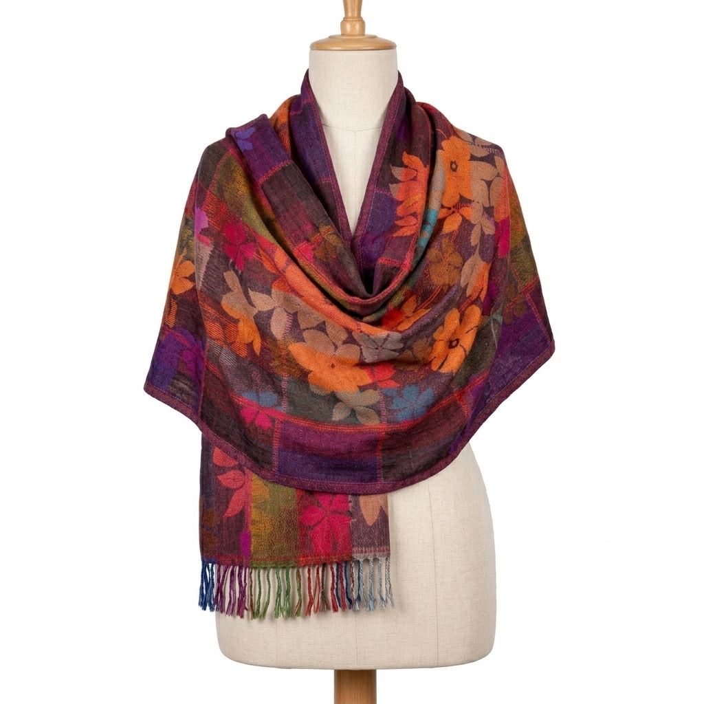 Floral Wool Hijab Scarf